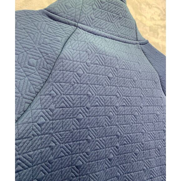 ATHLETA SMALL WOMEN'S QUILTED JACQUARD COWL ATHLETIC ELEVATION PULL OVER BLUE - Picture 7 of 15
